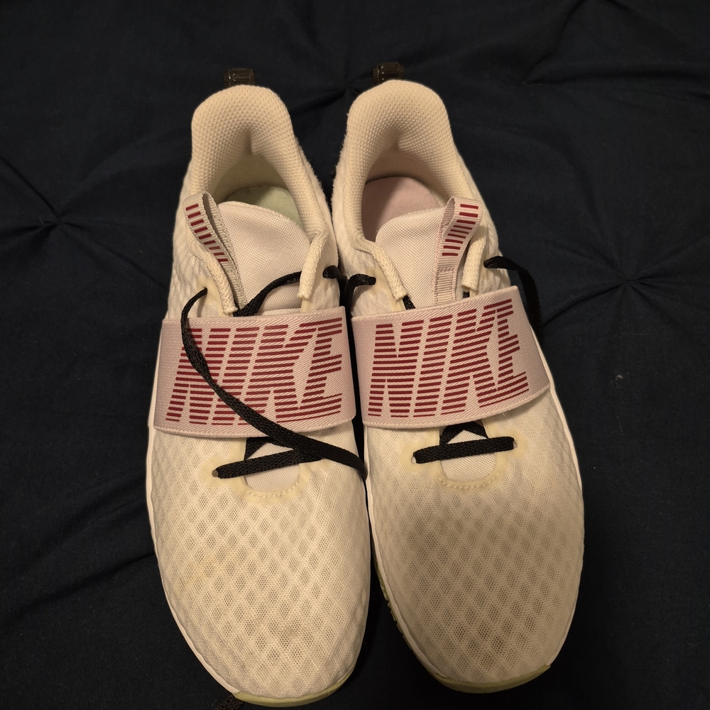 Nike White Sneakers with Pink Accents